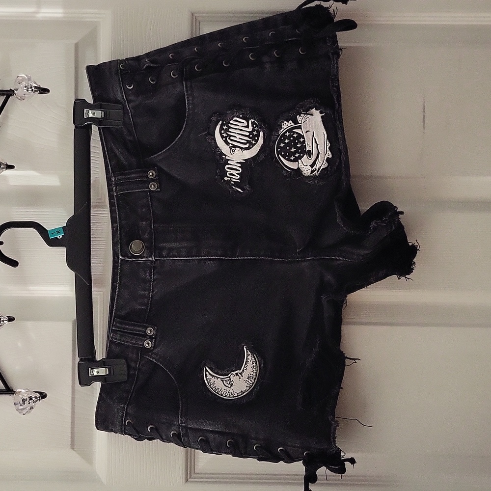 Killstar Moon Child Patch Denim Shorts